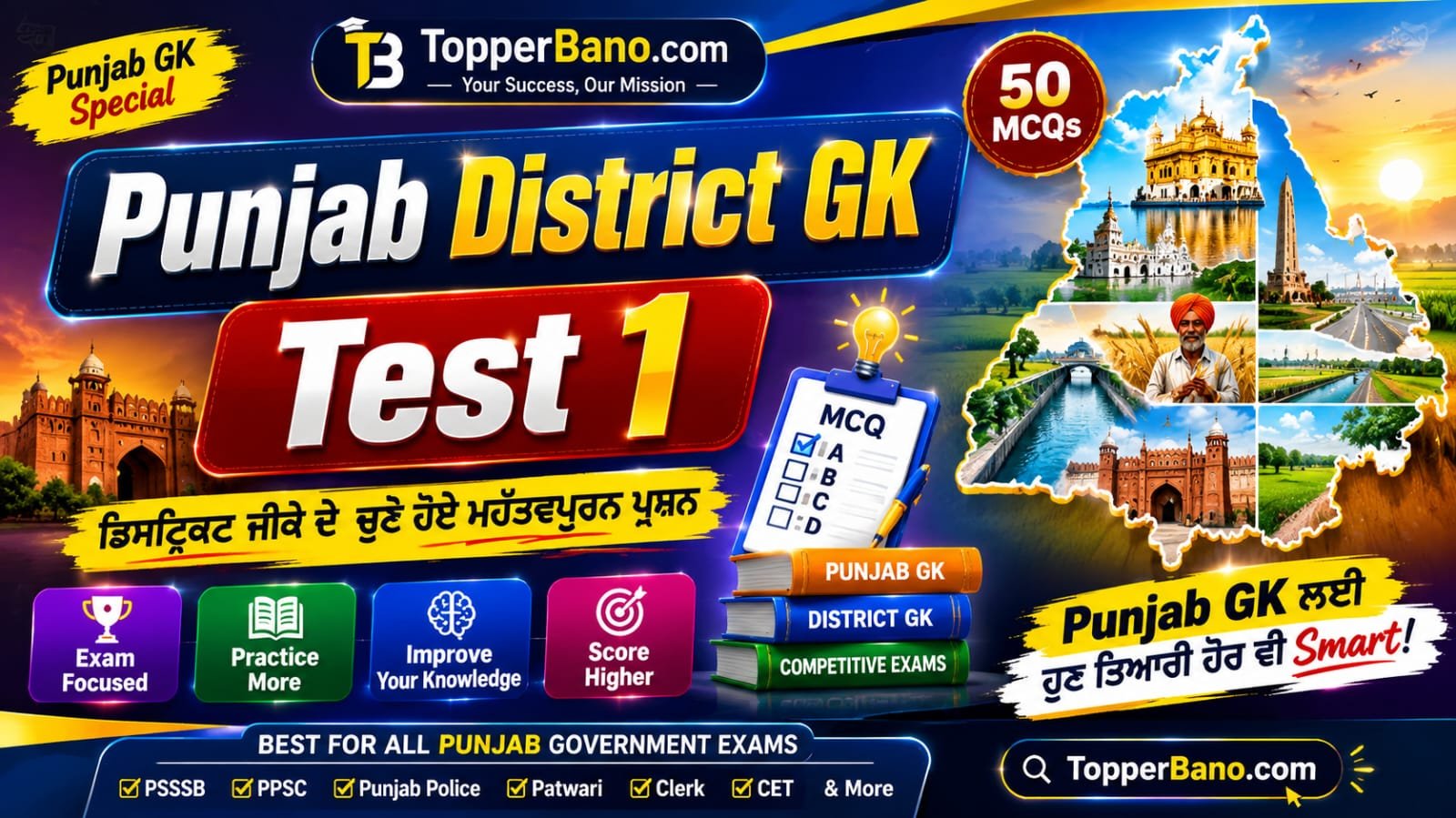 Punjab District GK Test 1 (Q1-Q50)